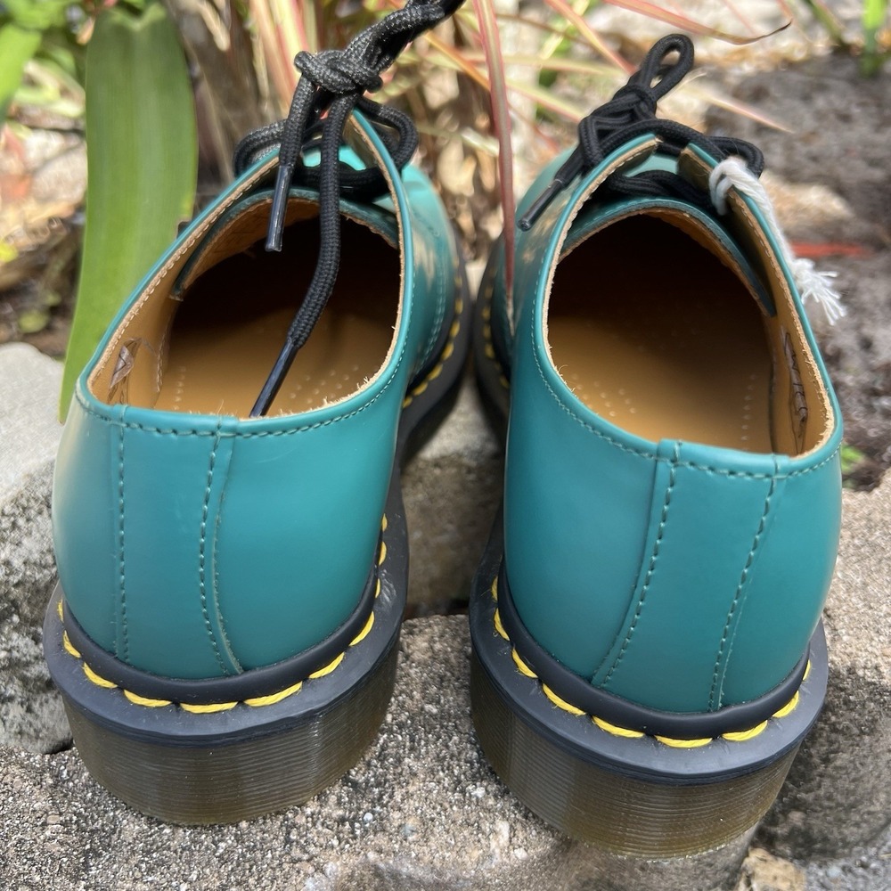 NEW Dr. Martens Khaki Teal Leather Oxford Shoes Women's Size 5 LA004 GT01Y - Picture 4 of 9